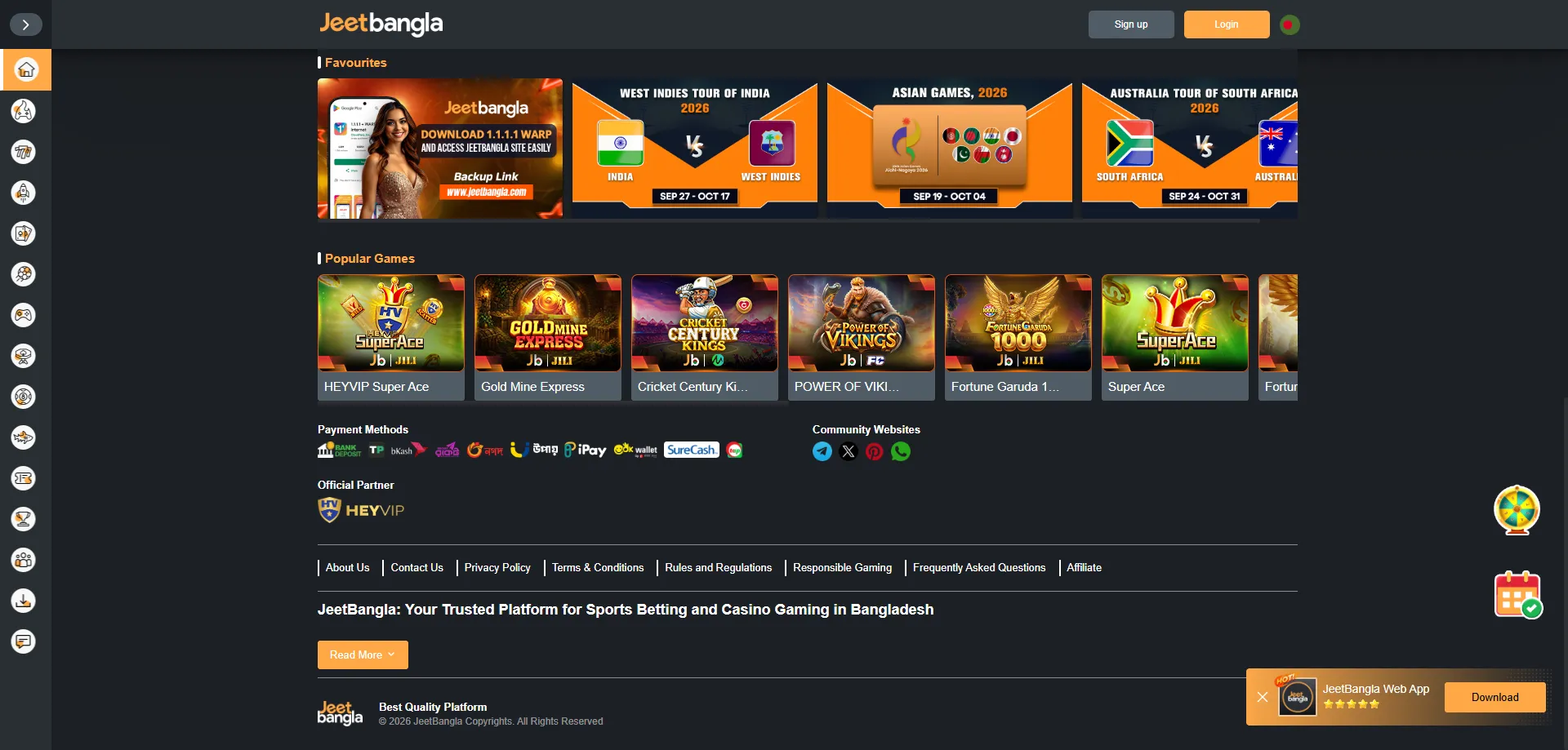 jeetbangla casino payment methods — bKash, Nagad and Rocket deposits