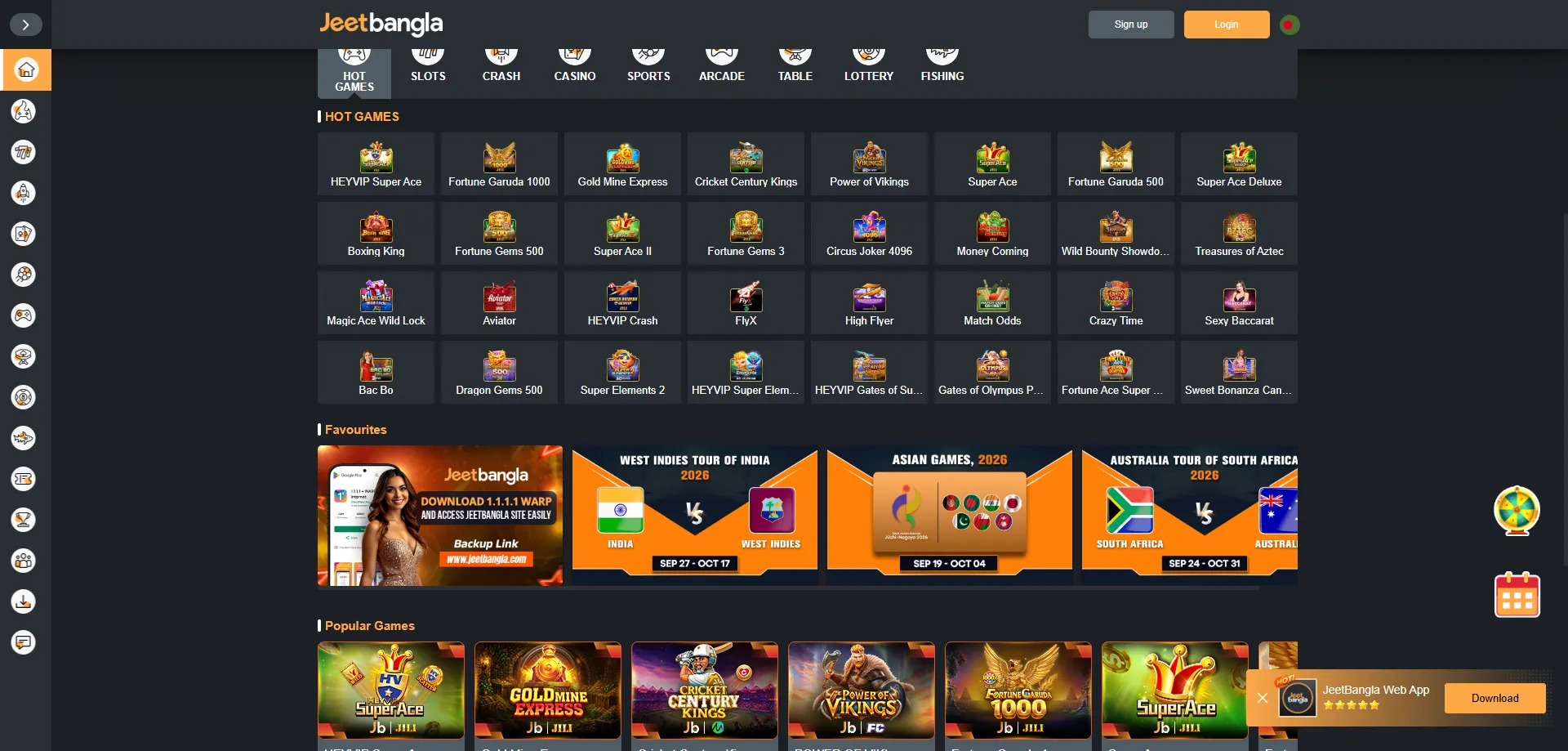 jeetbangla casino game library — slots, live tables and arcade titles